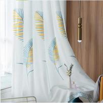WTEMPO 2PCS šiaurietiško stiliaus kaimo siuvinėtos užuolaidos įlankos langai miegamasis svetainė Šviežios paprastos perforuotos užuolaidos 100*270cm*2pcs geltona