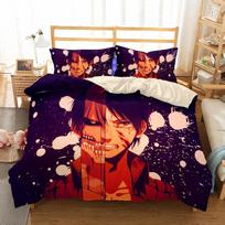 Anime Attack On Titan Bedding Set Kawaii Loli Boy Duvet Cover 3D Print Japan Cartoon Bed Quilt Cover Pillowcase No Sheets EU single(135x200cm)