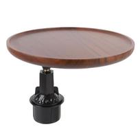 360 degrees  Rotating Car Cup Holder Tray with Silicone Pad Wooden Cup Holder Food Table for Most Cup Holders Front
