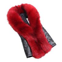 Women's Faux Leather Sleeveless Moto Biker Jacket Vest Open Front with Faux Fur Collar Fall M raudona