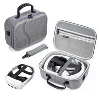 Carrying Case for Meta Quest 3, Travel Storage Case for Oculus Quest 3 with Elite Strap, Hard Case and Soft Lining for Travel pilka