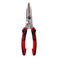 Multi-Functional Electrician Scissors, Crimping Wire Cutting Tool with Wrench Function for Metal Sheet and Cable Cutting raudona