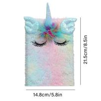 Plush Notebook Sequins Diary Cute Plush Journal for Girl gray