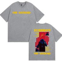 Reperis THE WEEKND STARBOY Albumas 2026 Prekės Marškinėliai Vyriški Street Gothic Hip Hop Retro Medvilniniai Trumpomis Rankovėmis T-shirt Y2k Streetwear S gray