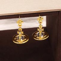 Elegantiškas Vivienne Saturn įkvėptas karoliai ir auskarų rinkinys su krištolo akcentais Earring Gold