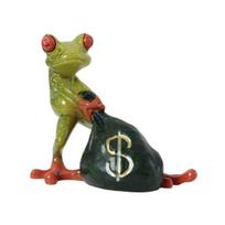 Frog Money Bag Statue Frog Sculpture Desk Lucky Small Resin Frog Ornament for Garden