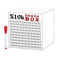10K Iššūkis „Smash Box“ taupymui, Skaidrios akrilo taupyklės, kurias reikia sudaužyti norint atidaryti, Pinigų seifai, Pinigų ir monetų rinkimo dėžutė 1