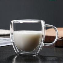 1 vnt. 80-450 ml dvigubo stiklo puodeliai kavai, dvigubos sienelės, karštam ir šaltam kavai, pienui, permatomas puodelis su rankena Glass cup