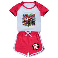 5578 Kids Boys Girls Roblox Printed Top Pants Sport Tracksuit Clothes Set 100cm raudona