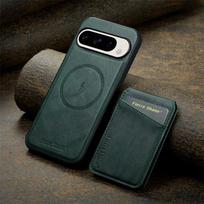 EUCAGR Wireless Charging Wallet Phone Case For Google Pixel 10A 9 9Pro XL 8A 8Pro 7A 7 Pro Card Holder PU Leather Magnetic Cover Google Pixel 9 žalia