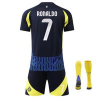 Vaikų futbolo treniruočių marškinėlių rinkinys Ronaldo stiliumi Greitai džiūstantis Jaunimo futbolo komplektas 130-140cm Poliesteris Mėlynas 110-120 CM geltona