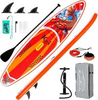 FunWater 11'6  Classic SUP Board Set – 8kg, 150kg capacity, 15cm thick – incl. paddle, pump, backpack – Koi Red - SUPFR01E