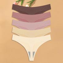 5 vnt./rinkinys Itin plonos besiūlės stringai Moteriški nematomi kelnaitės Ledo šilko apatiniai žemas juosmuo Kvėpuojantys bikini Tamprios G-stringai S