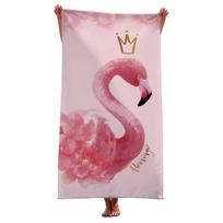 Pink Flamingo Printed Beach Bath Towel Microfiber Swimming Towels Oversized Super Absorbent Sand Free Thick Towels Home Textile W40*H60(CM)