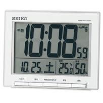 Seiko Clock Alarm Temperature Humidity Large Silver SQ786S SEIKO Clock, Radio-Controlled, Digital, Calendar, & Display, Screen, Metallic,
