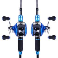 Meškerės ir ritės „Baitcasting“ 4 dalių anglies pluošto meškerės ir lygių ritės rinkinys 1.8M and Left Hand