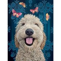 5D DIY Diamond Painting Cute Dog Butterfly Diamond Embroidery Full Mosaic Kits Cross Stitch Home Decor Handmade Gifts Round 20x30cm
