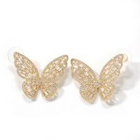 Exaggerated Butterfly Studs Everyday Joker Inlaid Zircon European and American Punk Fashion Earrings Special-Interest Design Multi-Color Earrings auksas