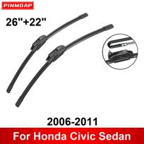 Automobilio valytuvai Honda Civic Sedanas 2006-2011 26  + 22  Priekiniai Galiniai Valytuvų Šluotelės Šepetėliai Pjoviklio Priedai 2006 2007 2008 2009 2010 2011 juoda