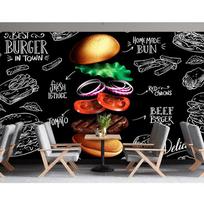 Greito maisto restorano sieninė tapyba Burgeris Fri Parduotuvės tapetai Greito maisto restorano Picos Užkandžių baro sieninė tapyba 200 cm(W) x 140 cm(H)