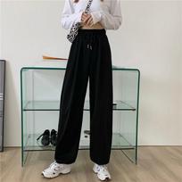 Pilkos sportinės kelnės moterims Rudeninis Baggy Fashion Oversize sportinės kelnės Balck Kelnės Moteriški bėgikai Gatvės apranga S juoda
