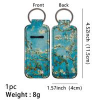 Van Gogh Starry Night Sunflower Lipstick Set: Keychain Protective Case & Keyring Pendant Accessories