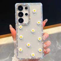 Suitable for Samsung S25 Ultra Flash Drill Mobile Phone Case A17 Creative Little Zou Juhua A56 Flash Powder Luxury All Inclusive Soft Shell Galaxy S25