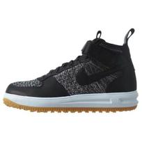 Nike Lunar Force 1 Flyknit Workboot Juoda Balta Vyriški Sportbačiai Balta-Vilko Pilka 855984-001 42