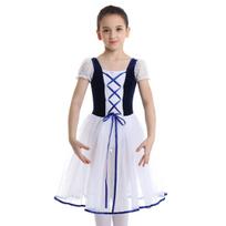 Vaikų aksominis tinklinis baleto triko nėriniais burbuliukų rankovėmis tutu šokio gimnastikos suknelė 3-4 Years tamsiai mėlyna spalva
