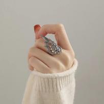 Old peacock open screen ring opening adjustable index finger ring