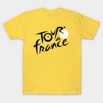 Men Black Print T-shirt Cycling Tour De France No-Cut Transfer Paper Print Cotton Tshirt S geltona