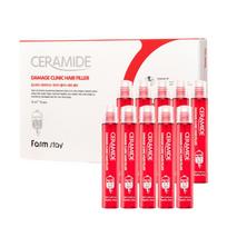 Farm Stay Ceramide Damage Clinic Plaukų užpildas 13ml x 10 vnt. – Intensyvus atstatantis ampulių rinkinys red