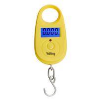 25 kg 5 g Mini skaitmeninės svarstyklės Elektroninės žvejybos svorio kišeninės bagažo svarstyklės Kabliukas Mini LCD svėrimo svarstyklės geltona