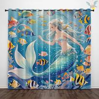 Dragonfly Pattern Glass Painted Blackout Curtains - Thickened Polyester, High Precision Sun Protection 140x160 cm