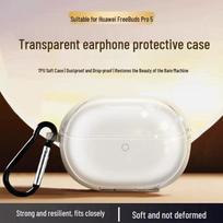 Huawei FreeBuds Pro 5 Skaidrus TPU Minkštas Atsparus Smūgiams Atsparus Dulkėms Ausinių Dėklas TPU Transparent Earphone Protective Case with Hook