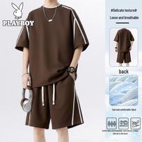 Playboy Men's Short Sleeve & Shorts Sportswear Set 4XL ruda