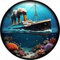 Metal Poster Wall Decor Titanic Round Nautical Vintage for Bar