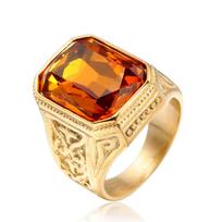 Titanium Steel Men's and Women's Rings Hot Style Stainless Steel Large Gemstone Multi-color Square Casting Rings 7