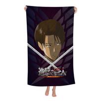 Attack on Titan Levi Ackerman Anime Big Microfiber Beach Towels Quick Dry Towel Sand Beach Towels Pool for Travel Swim Pool W30*H60(CM)