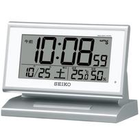 Seiko Clock Alarm Automatic Humidity Visible at Silver SQ768S SEIKO Clock, Illumination, Radio-Controlled, Digital, Calendar, Temperature, Display,