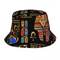 Egipto hieroglifai ir dievybės ant juodos kibiro kepurės vasaros pašaukimui Egipto skrybėlė Bob žvejyba žvejo kepurė Ispoti kepuraitė One Size