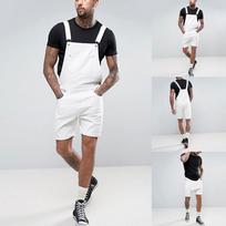 Mens Plus Pocket Jeans kombinezonas Streetwear kombinezoninės kelnės M balta