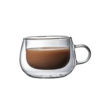 Kiaušinio formos permatomas dvisienis stiklinis puodukas aukštai temperatūrai su rankenėlių rinkiniu Buitinės sultys Pienas Kavos puodeliai Stiklinės 301-400ml
