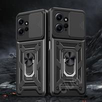 Skirta Redmi Note 12 4G 5G Kameros smūgiams atsparus šarvuotas dėklas Skirta Redmi Note 13 12 Pro Plus Automobilinis magnetinis laikiklio žiedas Apsauginis dangtelis For Redmi Note12(5G) juoda