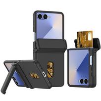 Kortelių lizdo pilnos apsaugos plėvelės dangtelis Samsung Z Flip 7 6 5 automatiniam spyruokliniam lankstui atlenkiamas stovas laikiklis galinis dangtelis korpusas Funda Galaxy Z Flip7 FE juoda