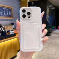 iPhone 17 Pro Jelly Silicone Card Holder Case, Solid Color, Anti-Fall Protection for iPhone 15P/14 17 Air balta