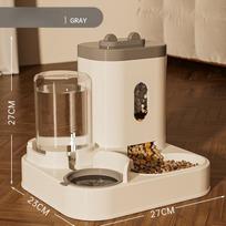 Automatinis šėrykla šuniui katei maisto dubenėlis su fontanėliu vandeniui, didelės talpos, naminių gyvūnėlių maisto laikymo dozatorius, konteineris, šuniukui, naminių gyvūnėlių priedai pet feeder pilka
