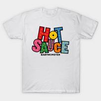Men Black Print T-shirt Babymonster Hot Sauce No-Cut Transfer Paper Print Cotton Tshirt XL balta