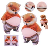 2Pcs 3D Big Belly Corgi Dog Soft Silicone Hand Squeezed Decompression Stickers Car Anti-Collision DIY Decorative Stickers