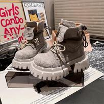 2026 Platform Women’s Ankle Boots Suede Designer Shoes for Woman Fashion Winter Women Short Botas Gladiator Boots Mujer Zapatos 35 pilka